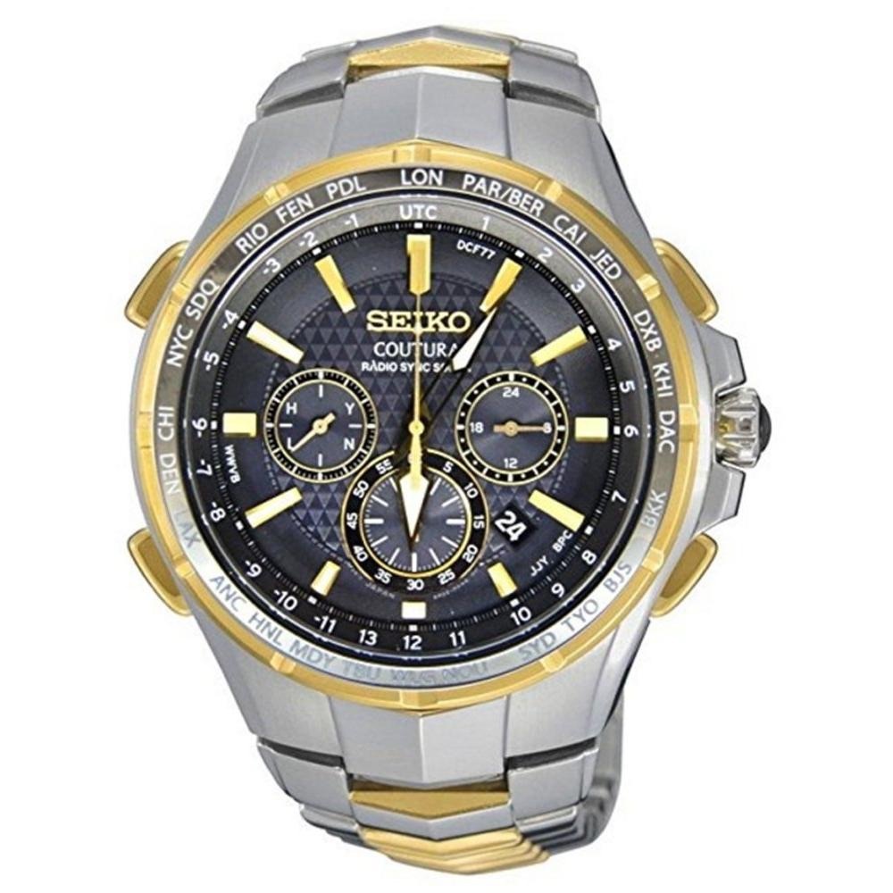 Seiko Coutura Watch with Black and Gold Accents